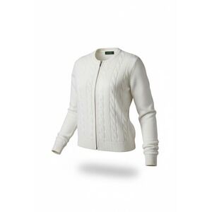 Lauren Ralph Lauren Cream Cable Knit Full Zip Cardigan Sweater Womens XL White